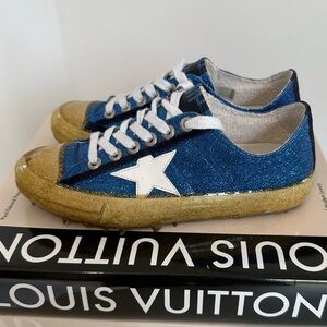 Authentic Golden Goose Superstar Glitter with gold drip sole